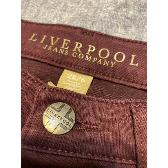 liverpool jeans company sadie straight burgundy jeans size 28/6 - Pre Owned - Picture 2 of 7